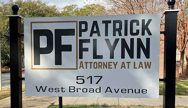 office sign for Patrick Flynn, Attorney at Law, 517 West Broad Avenue
